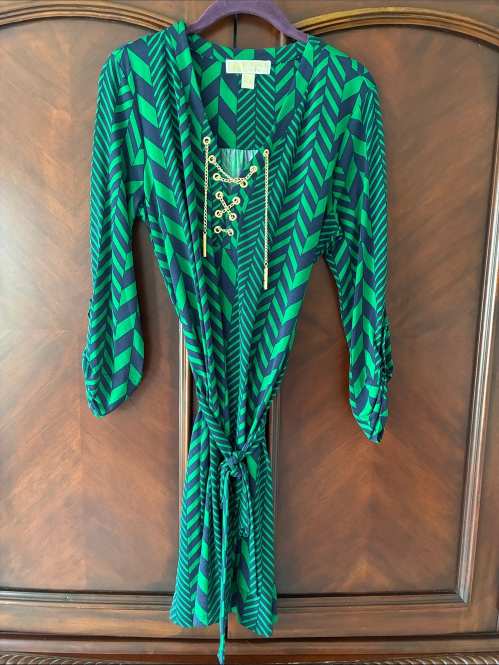 green chevron dress Michael Kors | Dresses | Michael Kors Midi With Gold Laceup laborday2024